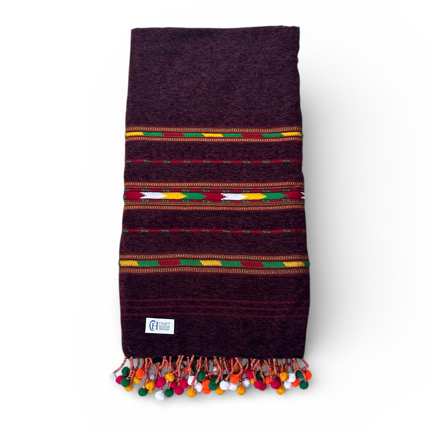 Handmade Winter shawl for Men tri border balls shawl