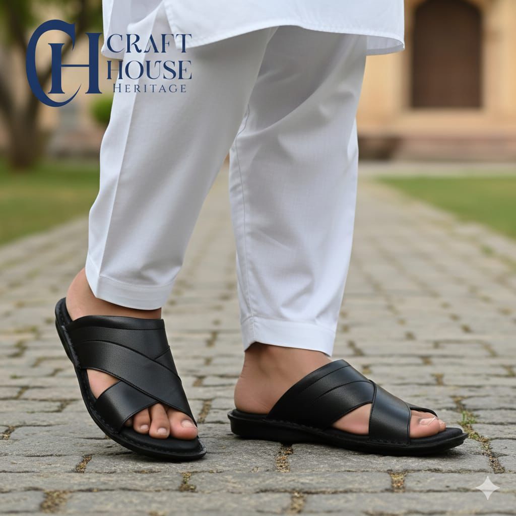 Handmade Soft Slippers best option for Diabetic Patients - D3 Black Color