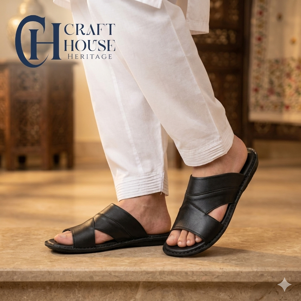 Handmade Medicated Slippers - D5 Black