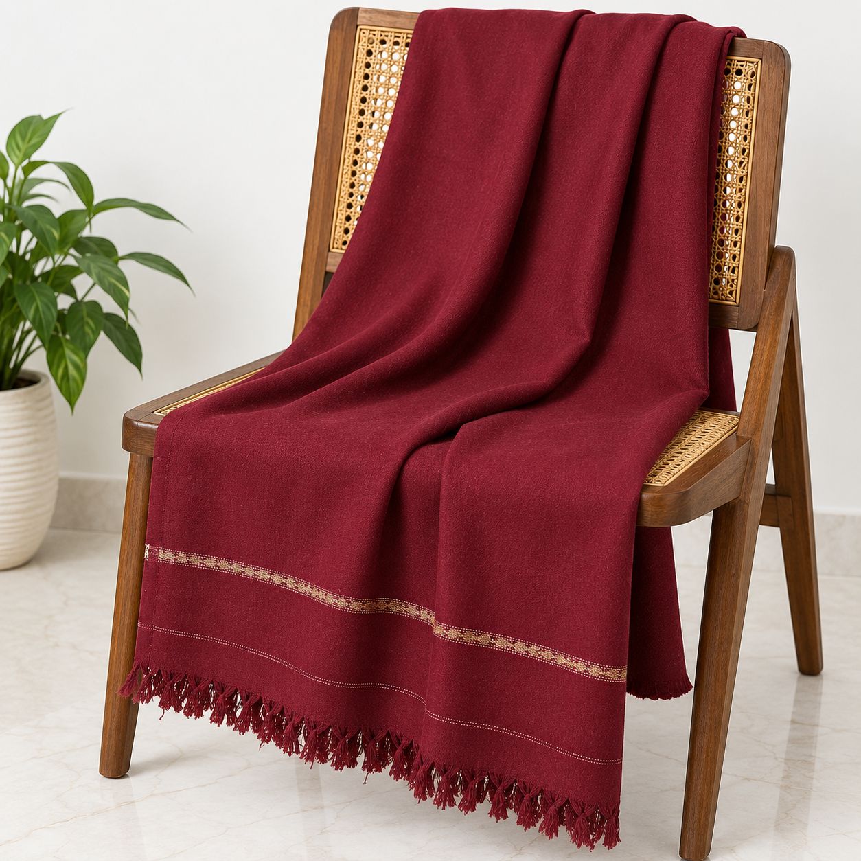 Men’s Mahroon shawl australian wool shawl for men -SH-30